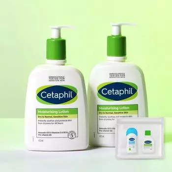 Cetaphil увлажняющий высокоувлажняющий гипоаллергенный лосьон 473 мл 2 шт + 2 дорожных мини-упаковки 473ml lotion 2 pcs