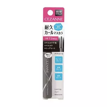 Cezanne Durable Curl Mascara 01 Black Long Double Comb Transparent Black Strong Curl 5.0g Smudge-resistant Fiber-containing