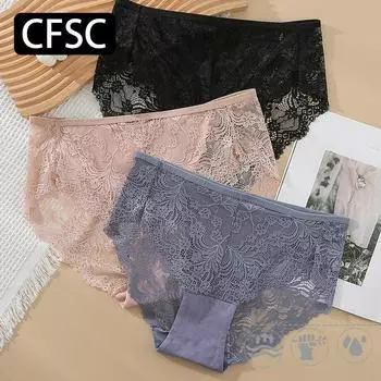 CFSC женское нижнее белье большого размера, однотонное нижнее белье с принтом, кружевные трусики большого размера S белый