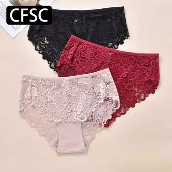 CFSC женское нижнее белье большого размера, однотонное нижнее белье с принтом, кружевные трусики большого размера XL чёрный