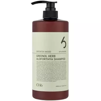 CH6 Greenol Herb Allophosia Шампунь от выпадения волос с ароматом зеленого чая и дерева, 1 л, 1 шт.