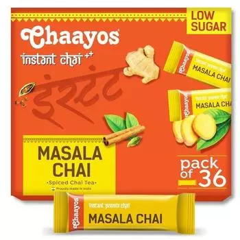 Chaayos Растворимый чай Premix-Masala Chai Flavor-Low Sugar (36 пакетиков, 288 грамм)|Растворимый чай|Чайная смесь|Чай масала|Чай масала|Чай ассам|Ароматизированный чай