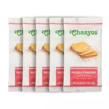 Chaayos Masala Khakhra Whole Wheat Crips, travel friendly Snacks, tea snacks (35 grams x pack of 5)