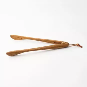 ChaBatree Wooden Tongs 25cm Teak Wood Kitchen Tools Horsetail