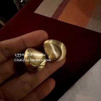 Chai Fu Studio/E226 Korean Style Minimalist Brushed Metal Irregular Ear Studs Medium Cold Accessible Luxury Earrings Gold Pair
