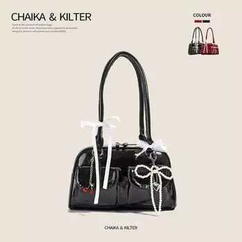 Chaikakilter Advanced Sense Versitile Fashion Bowling Bag Women 2025 Summer New One Shoulder Underarm Bag Black