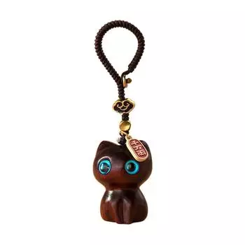 Chain Hand-knitted Mobile Phone Chain Mobile Phone Strap Mobile Phone Lanyard Wooden Cat Keychain coffee rope