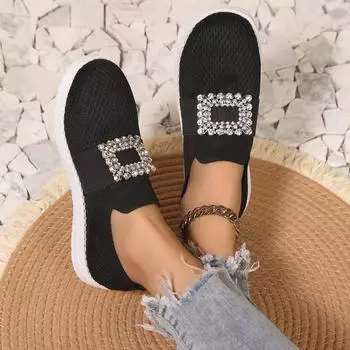 Chain Ladies Vulcanized Slip on Shallow Autumn Women Elastic Band Flats Mesh Breathable Walking Shoes Female New Sneakers Women 36 белый