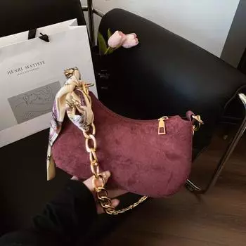 Chain One Shoulder Crossbody Bag Small Square Bag Women бордовый