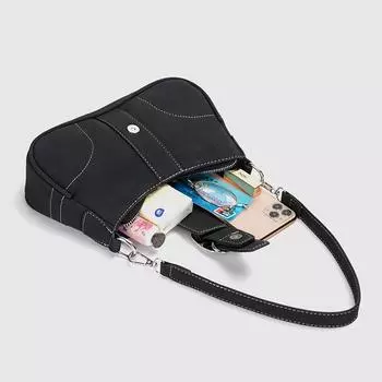Chain small bag women s 2024 new trendy fashion medieval armpit bag French niche handbag single shoulder messenger bag чёрный