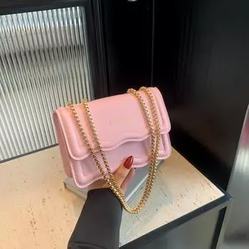 Chain Small Square Bag 2024 Summer New Niche Design Stylish and Simple Underarm Shoulder Bag Casual Crossbody Women s Bag чёрный