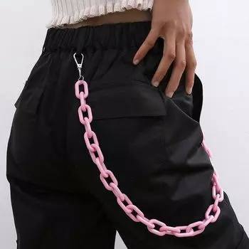 Chains Hip Hop Plastic Women Punk Style Waist Chains Double Layer Pants Chains Plastic Belts white-single layer