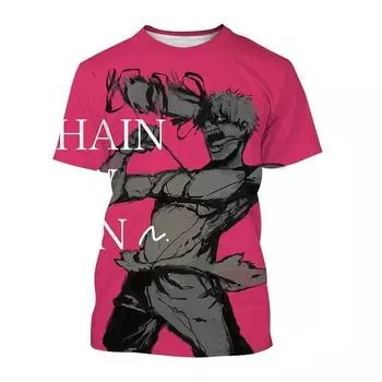 Chainsaw Man 3D печатные аниме мужские футболки модные летние мультфильмы манга с коротким рукавом женские трендовые футболки большие топы S белый