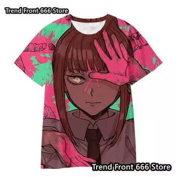 Chainsaw Man Аниме 3D Printed Топы Футболки для мальчиков Футболки для девочек Детская футболка с коротким рукавом Детская повседневная одежда 4-14 лет 100cm