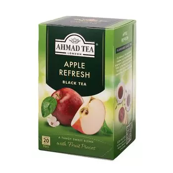 Чай AHMAD TEA Apple в пакетиках в индивидуальной упаковке 20 пакетиков x 3 Чай черный [Фруктовый чай]