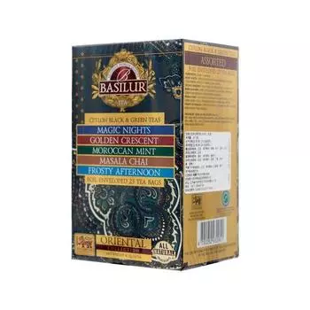 Чай Basilur с пятью вкусами, цветочно-фруктовый, 25 пакетиков, 47,5 г/коробка