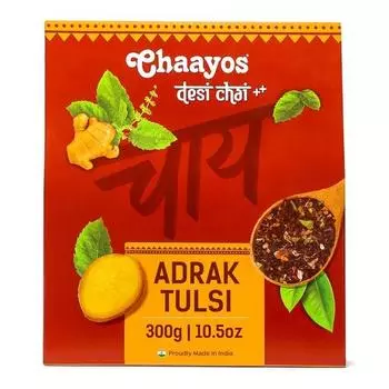 Чай Chaayos Adrak Tulsi — премиум-чай патти для укрепления иммунитета | Ароматизированный чай | Черный чай | Чай масала с имбирем и базиликом | Чай ассам | Чай масала