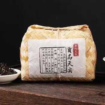 Чай черный Хунань Аньхуа Темный чай Tribute Tian Jian рассыпной в бамбуковой корзине 500г