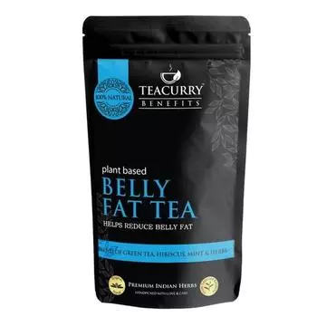 Чай для сжигания жира на животе TEACURRY (100 грамм россыпью, черный мешочек) - Плоский живот без кофеина, помогает избавиться от жира на животе | 100% натуральный