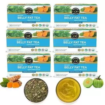Чай для сжигания жира на животе TEACURRY (Упаковка на 6 месяцев | 180 чайных пакетиков) - Помогает избавиться от жира на животе, лишней воды и вздутия живота, 50 грамм