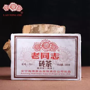 Чай Хайвань 2007 года выдержки Пуэр Чай Mellow Тип партия 701 Спелый пуэр кирпичик 250г