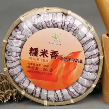 Чай Хун Юань Пуэр натуральный со вкусом клейкого риса, мини-чай Туоча Пуэр, 200 г, спелый