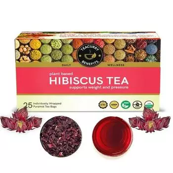 Чай из цветков гибискуса TEACURRY - 25 пакетиков | Помогает здоровью сердца, улучшает здоровье печени | Чай из гибискуса для кожи | Лепестки чая из гибискуса