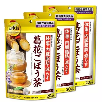 Чай из цветков лопуха NIHON YAKKEN с функцией кудзу x 20 пакетиков x 3 Для тех, кто обеспокоен жиром на животе, изофлавоны, полученные из кудзу Освежающий напиток