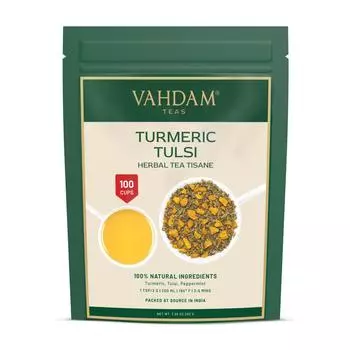 Чай из Куркумы и Тулси (100 г), Turmeric Tulsi Herbal Tea Tisane, VAHDAM