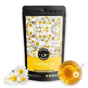 Чай из ромашки TEACURRY - 50 г | Чистый ромашковый чай для сна, уровня сахара и здоровья сердца | Ромашковый чай без кофеина