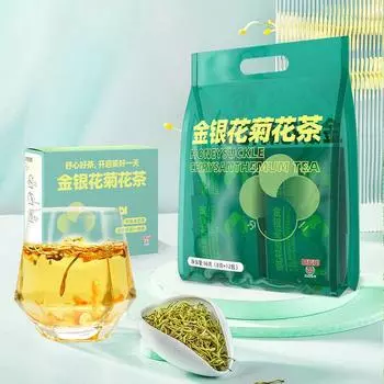 Чай из жимолости и хризантемы с одуванчиком, мятой, листьями шелковицы и сушеным кумкватом 1 bag