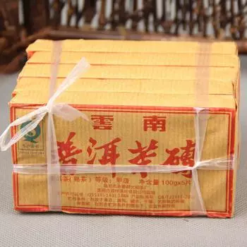 Чай Юньнань Пуэр Шу кирпичик 100 г Сделано 2015 Puerh Materials Спелый чай 100g