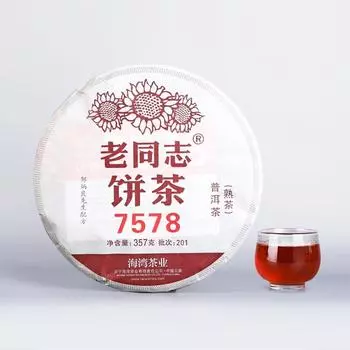 Чай Пуэр LaoTongZhi 7578 партия 201 спелый Yunnan Old Comrade Haiwan Shu Puerh 2020 357г 357g