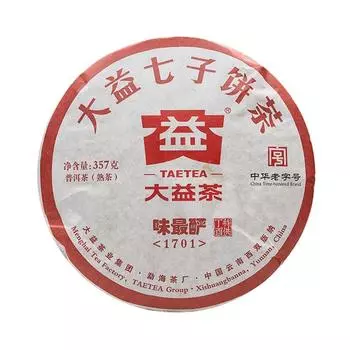 Чай Пуэр TAETEA 2017 партия 1701 Вэй Цзуй Янь Чайная зона Мэнхай Спелый чайный пирог Пуэр 357г