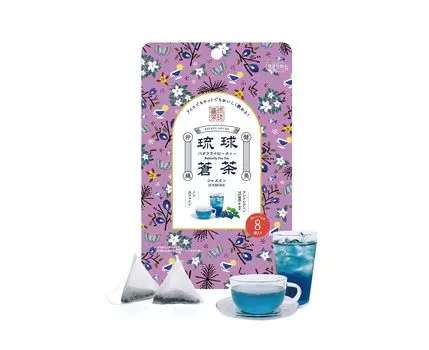 Чай Ryukyu Socha Okinawa Prefecture Butterfly Pea в пакетиках, 8 упаковок, синий чай без кофеина (жасмин)