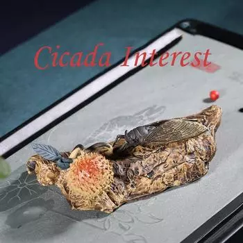 Чай с фиолетовым песком, креативная чайная тарелка для домашних животных, украшение для дома, цикада, оригинальная моя качественная скульптура ручной работы cicada жёлтый