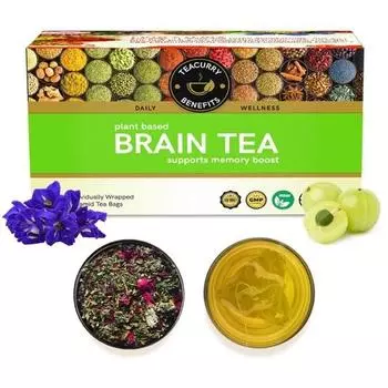 Чай с куркумой для мозга TEACURRY (Упаковка на 1 месяц, 30 чайных пакетиков)-Помогает улучшить память и концентрацию,50 грамм