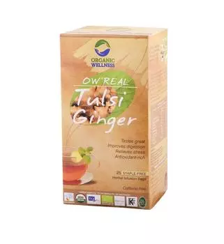 Чай с Тулси и Имбирём (25 пак, 1.55 г), Real Tulsi Ginger Tea, Organic Wellness