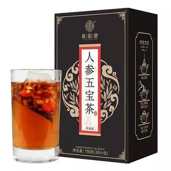 Чай с женьшенем Five Treasure, полезный травяной чай в пакетиках, 150 г/30 пакетиков