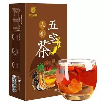 Чай с женьшенем Five Treasure, полезный травяной чай в пакетиках 250g/8.8oz