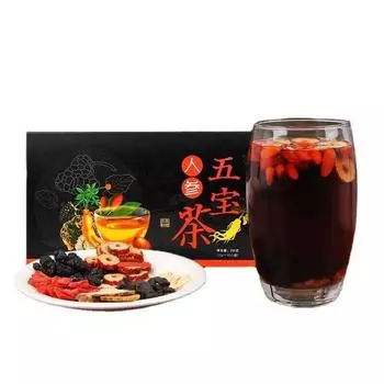 Чай с женьшенем Five Treasure, полезный травяной чай в пакетиках 250g/8.8oz