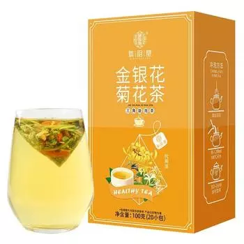 Чай с жимолостью и хризантемой, полезный травяной чай в пакетиках, 100 г/20 пакетиков