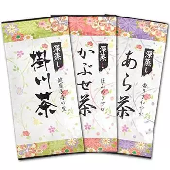Чай Shizuoka Kakegawa, пропаренный в глубокой упаковке, зеленый чай Sajimoto Shizuoka, пропаренный в глубокой упаковке, для набора из 3 видов японского чая x чай, пропаренный, арача, чай, чай,