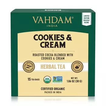 Чай со вкусом Печенья и Сливок (15 пак, 2 г), Cookies & Cream Herbal Tea, VAHDAM