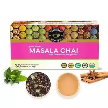 Чай TEACURRY Masala Chai в пакетиках - 30 пакетиков | Помогает от утренней тошноты и болей в суставах | Чай масала
