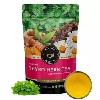 Чай TEACURRY Thyro Herbal (15 чайных пакетиков-пирамидок) - Чай для щитовидной железы - помогает сбалансировать уровни ТТГ, Т3, Т4. Контролируйте вес | 100% натуральный чай
