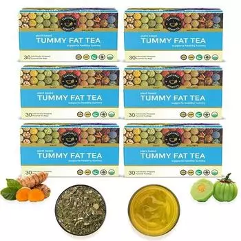Чай Teacurry Tummy Fat (180 чайных пакетиков, упаковка на 6 месяцев) - Похудейте вокруг живота | Стройный живот | Для мужчин и женщин