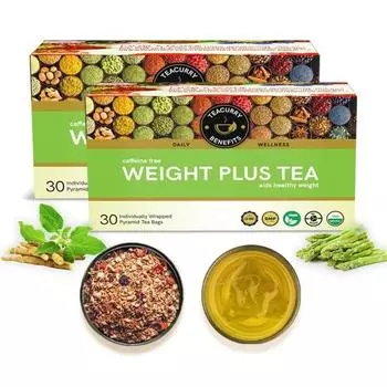 Чай TEACURRY Weight Plus (60 чайных пакетиков, упаковка на 2 месяца) | Помогает набрать лишнюю массу — мужчинам и женщинам | Зеленый чай для набора веса.