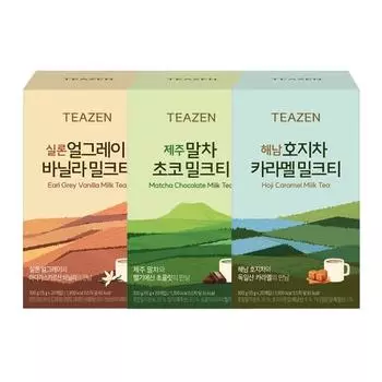 Чай Teazen Milk Tea Эрл Грей Ваниль + Шоколад Матча + Карамель Ходзича (60 палочек), Корейский Комбуча