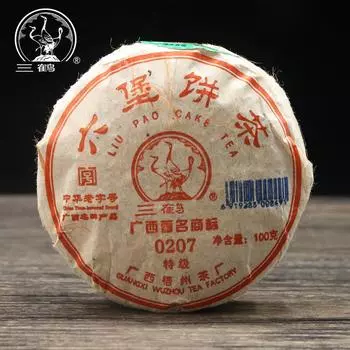 Чай Три Журавля Sanhe Hei 2014 0207 Liu Bao Tea Cake Темный чай Heicha 100г